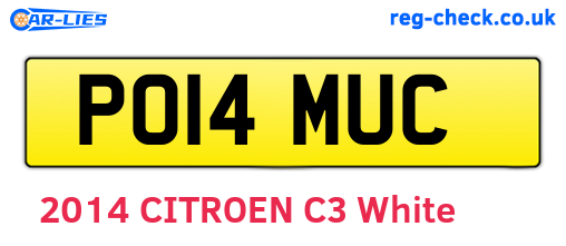 PO14MUC are the vehicle registration plates.