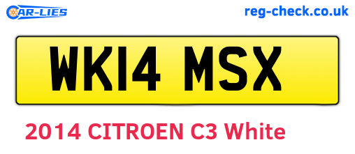 WK14MSX are the vehicle registration plates.