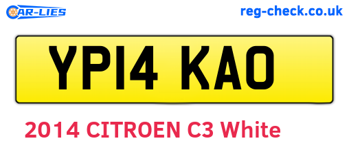 YP14KAO are the vehicle registration plates.