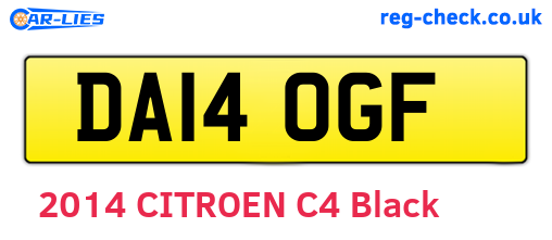DA14OGF are the vehicle registration plates.