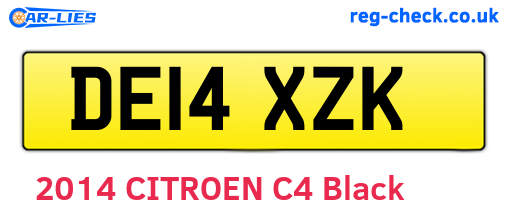 DE14XZK are the vehicle registration plates.
