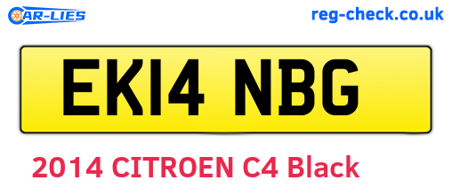 EK14NBG are the vehicle registration plates.