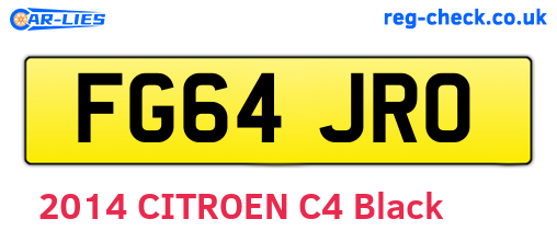 FG64JRO are the vehicle registration plates.
