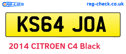 KS64JOA are the vehicle registration plates.