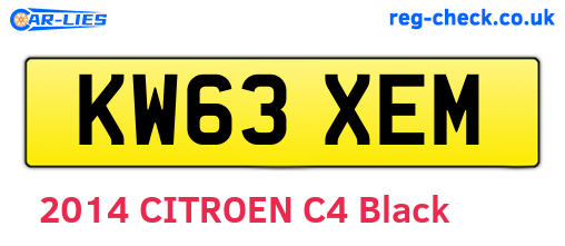 KW63XEM are the vehicle registration plates.