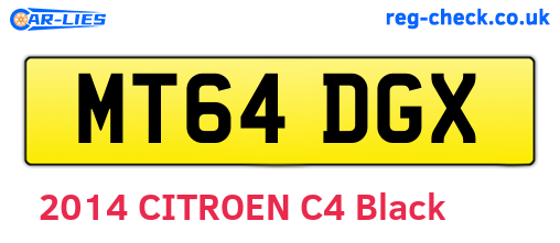 MT64DGX are the vehicle registration plates.
