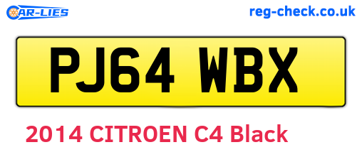 PJ64WBX are the vehicle registration plates.