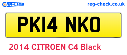 PK14NKO are the vehicle registration plates.