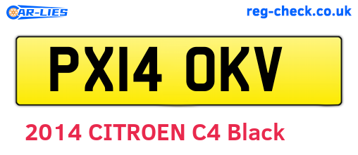 PX14OKV are the vehicle registration plates.