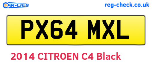 PX64MXL are the vehicle registration plates.