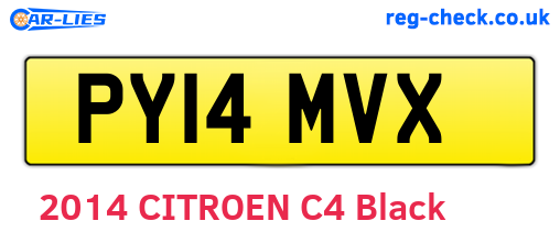 PY14MVX are the vehicle registration plates.