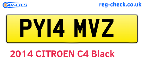 PY14MVZ are the vehicle registration plates.