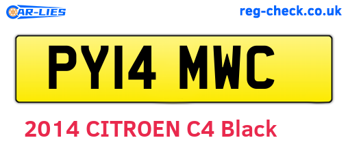 PY14MWC are the vehicle registration plates.