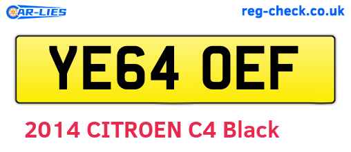 YE64OEF are the vehicle registration plates.