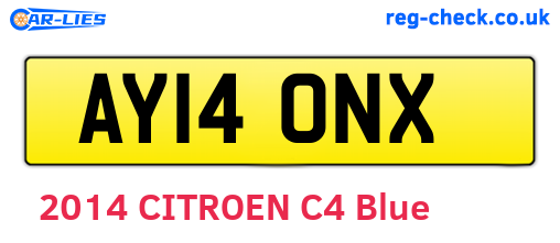 AY14ONX are the vehicle registration plates.