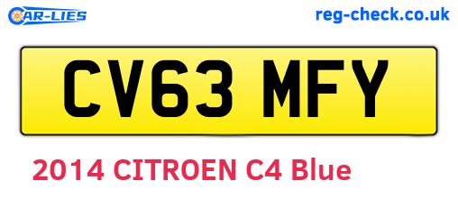 CV63MFY are the vehicle registration plates.