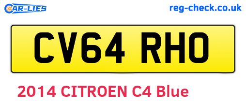 CV64RHO are the vehicle registration plates.