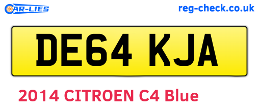 DE64KJA are the vehicle registration plates.