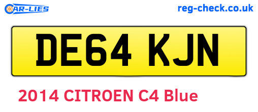 DE64KJN are the vehicle registration plates.