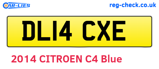 DL14CXE are the vehicle registration plates.