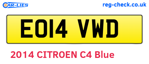 EO14VWD are the vehicle registration plates.