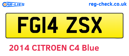 FG14ZSX are the vehicle registration plates.