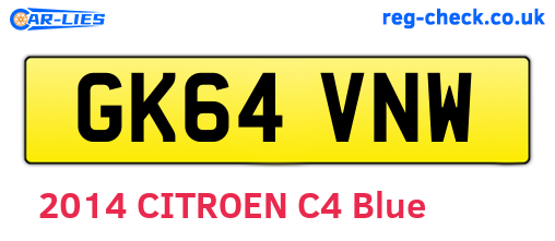 GK64VNW are the vehicle registration plates.