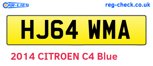HJ64WMA are the vehicle registration plates.