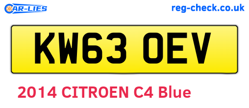 KW63OEV are the vehicle registration plates.