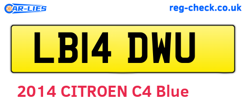 LB14DWU are the vehicle registration plates.