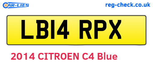 LB14RPX are the vehicle registration plates.
