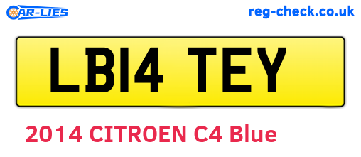 LB14TEY are the vehicle registration plates.