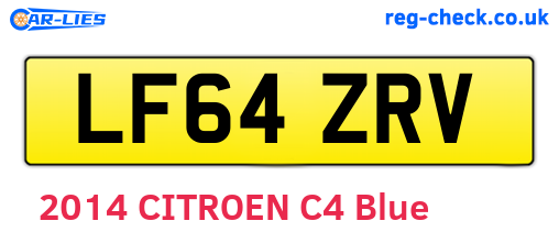 LF64ZRV are the vehicle registration plates.