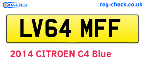 LV64MFF are the vehicle registration plates.