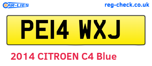 PE14WXJ are the vehicle registration plates.