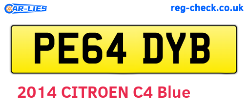 PE64DYB are the vehicle registration plates.