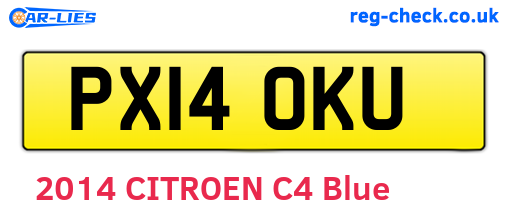 PX14OKU are the vehicle registration plates.