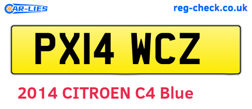 PX14WCZ are the vehicle registration plates.