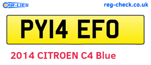 PY14EFO are the vehicle registration plates.