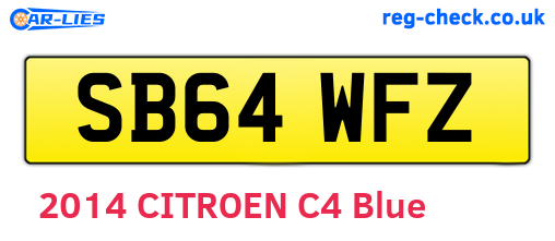 SB64WFZ are the vehicle registration plates.