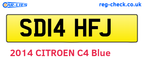 SD14HFJ are the vehicle registration plates.