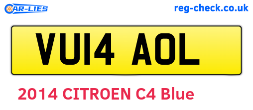VU14AOL are the vehicle registration plates.