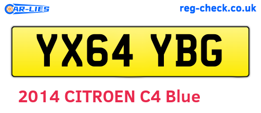 YX64YBG are the vehicle registration plates.