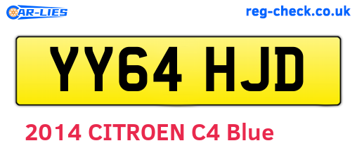 YY64HJD are the vehicle registration plates.