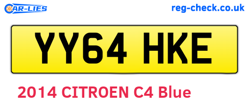 YY64HKE are the vehicle registration plates.