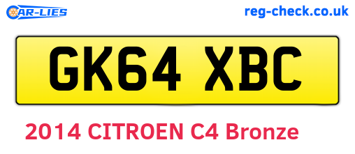 GK64XBC are the vehicle registration plates.