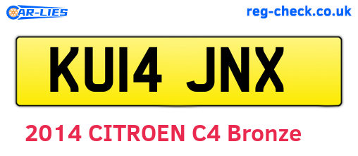 KU14JNX are the vehicle registration plates.