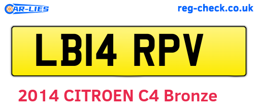 LB14RPV are the vehicle registration plates.