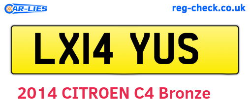 LX14YUS are the vehicle registration plates.