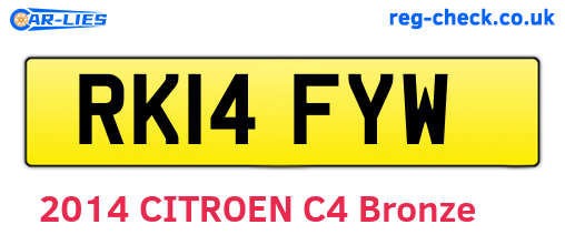 RK14FYW are the vehicle registration plates.